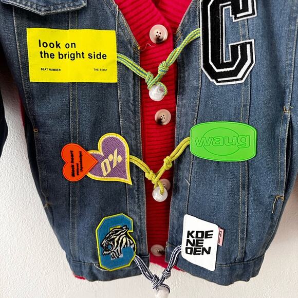 Denim Stitching Cardigan Sweater Loose
Knitted For Women halloween - Picture 8 of 14